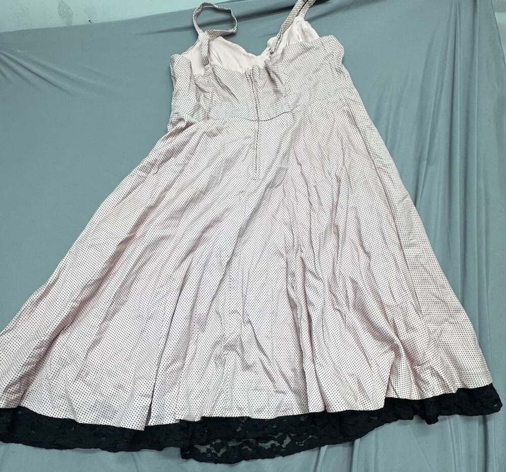 Torrid Polka Dot Dress Size 12 Pink Black Lace Midi Fit and Flare